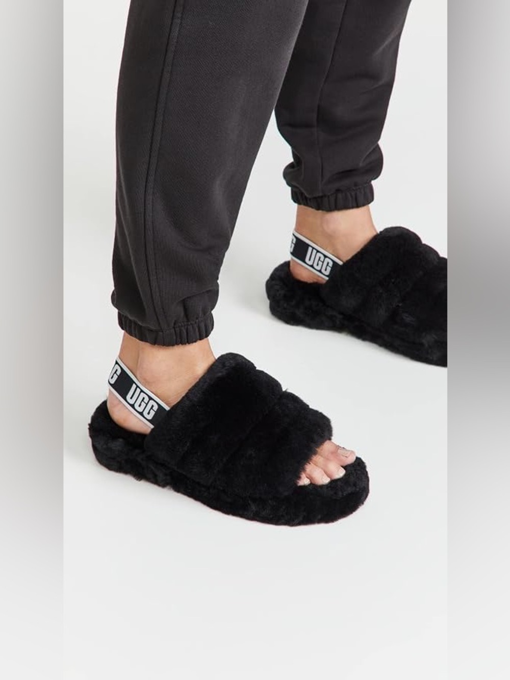 UGG Women’s Fluff Yeah Slide slippers in classic in Black - Picture 2 of 9